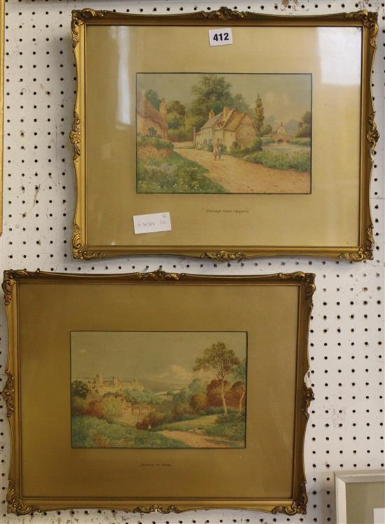 Pair watercolours - Country scenes